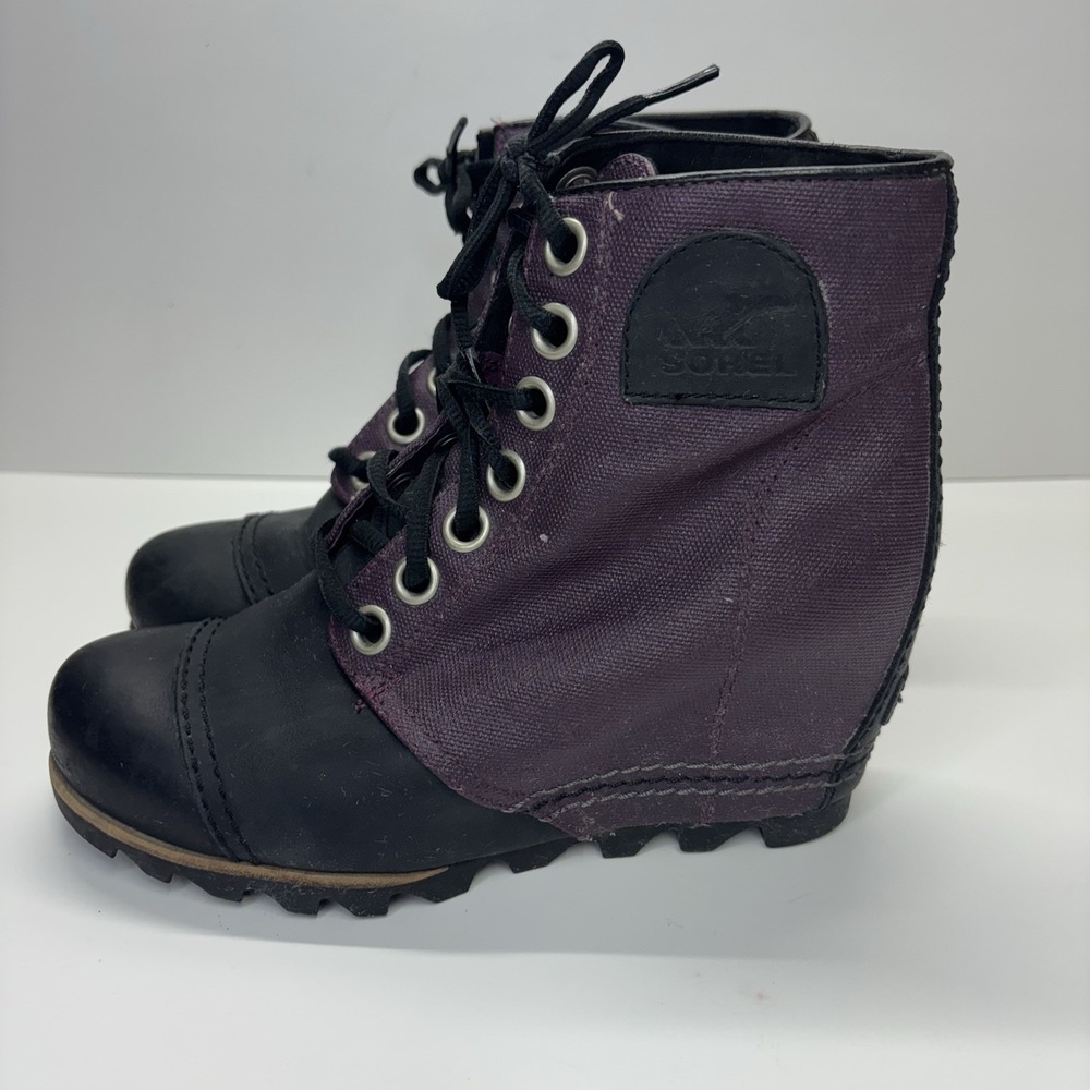 SOREL 1964 Premium Hidden Wedge Boots Lace Up Purple Dahlia Size 6 NL2174-562‎